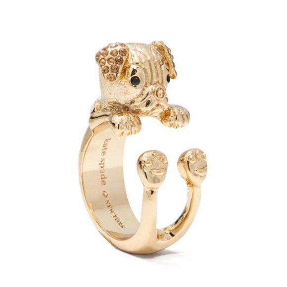 kate spade Jewelry - Kate Spade Gold Puppy Crystal Wrap Ring